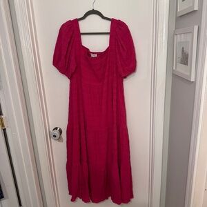 Chic Soul Vibrant Pink Midi Dress
